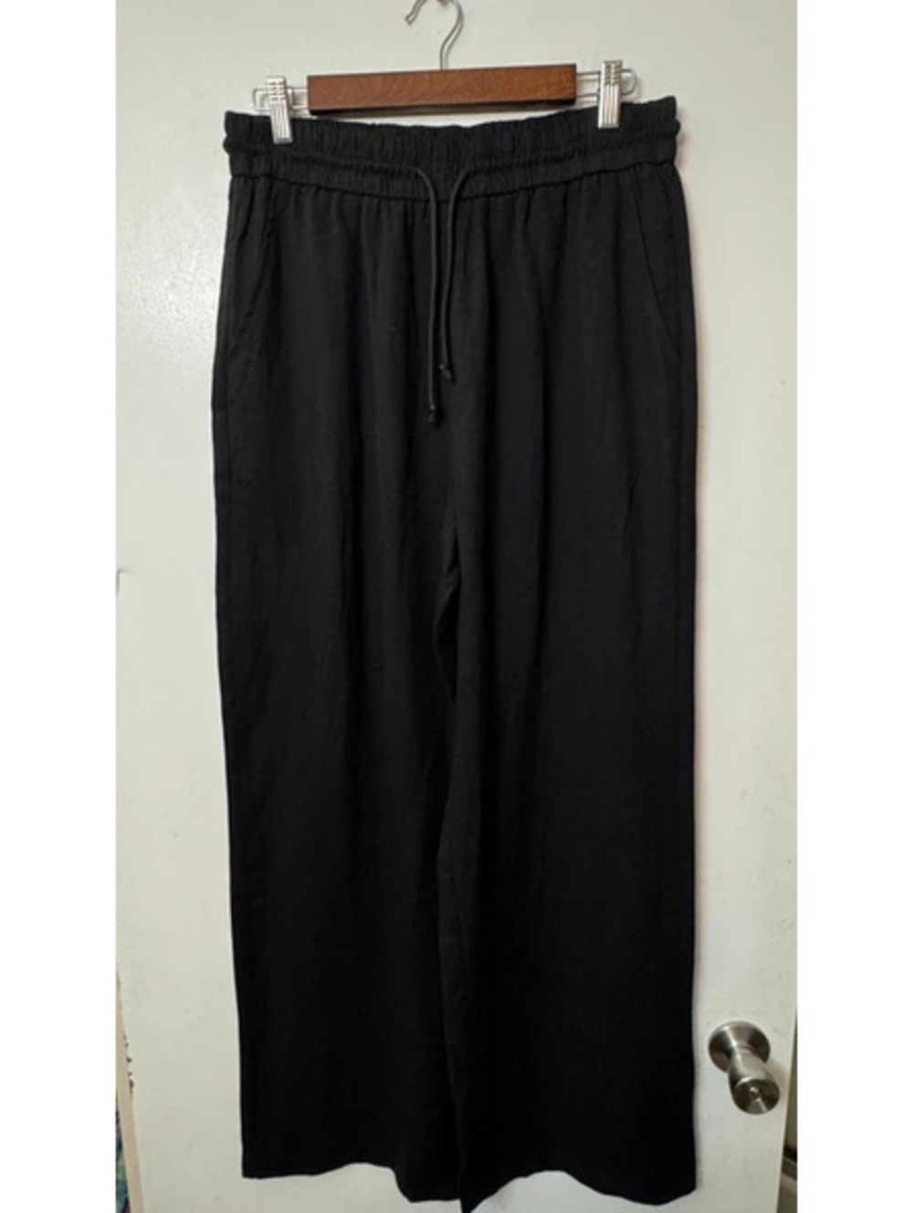 NWOT Halara Black Linen-Feel Wide Leg Casual Pants - Medium Tall